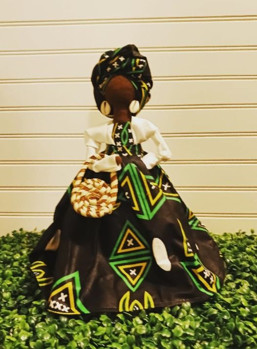 Gullah Doll in Caribbean Island Design dress